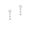 Bowling Pin White Clear Crystal Diamond-Shape Earrings