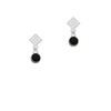 Hockey Puck White Clear Crystal Diamond-Shape Earrings