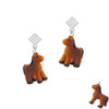 Resin Brown Pony White Clear Crystal Diamond-Shape Earrings