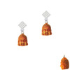 Resin Buddha Head White Clear Crystal Diamond-Shape Earrings