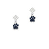 Small Navy Blue Paw White Clear Crystal Diamond-Shape Earrings