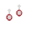 Always Loved Fire Department Shield White Clear Crystal Diamond-Shape Earrings