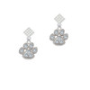 Large Paw with Clear Crystals White Clear Crystal Diamond-Shape Earrings