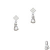 Small Boxing Glove White Clear Crystal Diamond-Shape Earrings