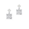 Imagine Create Become White Clear Crystal Diamond-Shape Earrings