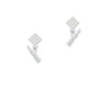 3-D Lipstick White Clear Crystal Diamond-Shape Earrings