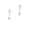3-D Hair Brush White Clear Crystal Diamond-Shape Earrings