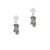 Oven Mitt White Clear Crystal Diamond-Shape Earrings