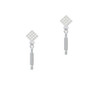 Rolling Pin White Clear Crystal Diamond-Shape Earrings