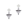 Caduceus - DO White Clear Crystal Diamond-Shape Earrings