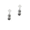 Pair of Dice White Clear Crystal Diamond-Shape Earrings