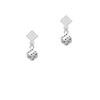 Dice White Clear Crystal Diamond-Shape Earrings