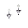 Caduceus - PA White Clear Crystal Diamond-Shape Earrings