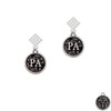 Medical Assistant Caduceus Seal - PA White Clear Crystal Diamond-Shape Earrings