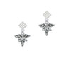 Caduceus - CNA White Clear Crystal Diamond-Shape Earrings