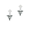 Caduceus - LVN White Clear Crystal Diamond-Shape Earrings