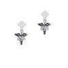 Caduceus - BSN White Clear Crystal Diamond-Shape Earrings