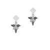 Caduceus - RNP White Clear Crystal Diamond-Shape Earrings