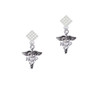 Caduceus - NP White Clear Crystal Diamond-Shape Earrings