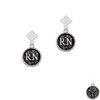 Nurse Caduceus Seal - RN White Clear Crystal Diamond-Shape Earrings