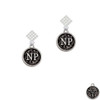 Nurse Caduceus Seal - NP White Clear Crystal Diamond-Shape Earrings