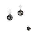 Nurse Caduceus Seal - BSN White Clear Crystal Diamond-Shape Earrings