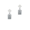 Eye Chart White Clear Crystal Diamond-Shape Earrings