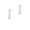 Stethoscope White Clear Crystal Diamond-Shape Earrings