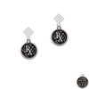 Medical Caduceus Seal - Rx White Clear Crystal Diamond-Shape Earrings