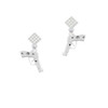 9mm Handgun White Clear Crystal Diamond-Shape Earrings