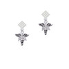 Caduceus - PTA White Clear Crystal Diamond-Shape Earrings