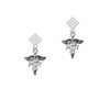 Caduceus - PT White Clear Crystal Diamond-Shape Earrings