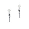 3-D Lacrosse Stick and Ball White Clear Crystal Diamond-Shape Earrings