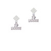 I 'Heart' Lacrosse White Clear Crystal Diamond-Shape Earrings