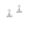 I 'Heart' Running White Clear Crystal Diamond-Shape Earrings