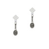 Tennis Racquet White Clear Crystal Diamond-Shape Earrings