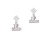 I 'Heart' Boston White Clear Crystal Diamond-Shape Earrings