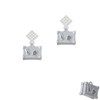 Suitcase White Clear Crystal Diamond-Shape Earrings