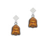 Resin Buddha Head in Frame White Clear Crystal Diamond-Shape Earrings