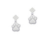 Large White Paw White Clear Crystal Diamond-Shape Earrings