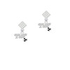 Kick Like a Girl with Enamel Soccer Ball White Clear Crystal Diamond-Shape Earrings