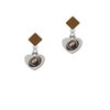 Football in Heart Brown Crystal Diamond-Shape Earrings