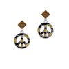Large Brown Tiger Print Peace Sign Brown Crystal Diamond-Shape Earrings