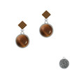 Round - Imitation Cat's Eye - Brown - Brown Crystal Diamond-Shape Earrings