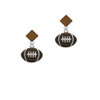 Large Enamel Football Brown Crystal Diamond-Shape Earrings
