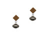 Mini Enamel Football Brown Crystal Diamond-Shape Earrings