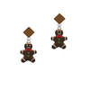 Enamel Gingerbread Boy Brown Crystal Diamond-Shape Earrings