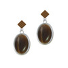 Oval - Imitation Cat's Eye - Brown - Brown Crystal Diamond-Shape Earrings