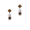 3-D Brown & AB Crystal Owl Brown Crystal Diamond-Shape Earrings