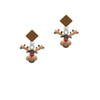 Reindeer with Christmas Lights Brown Crystal Diamond-Shape Earrings
